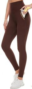 img 2 attached to 🩳 High-Waist Tummy Control Yoga Pants for Women with Pockets - Buttery Soft Non See Through Workout Leggings for Athletic Activities