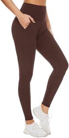 img 4 attached to 🩳 High-Waist Tummy Control Yoga Pants for Women with Pockets - Buttery Soft Non See Through Workout Leggings for Athletic Activities
