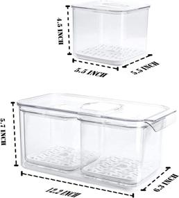 img 2 attached to WAVELUX Refrigerator Produce Saver Containers - Storage for Food, Fruits, and Vegetables, Stackable 3-Piece Fridge Freezer Organizer, Fresh Keeper Drawer Bin Basket with Vented Lids & Removable Drain Tray