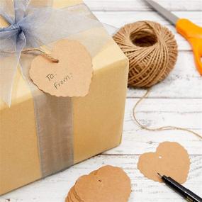 img 3 attached to 🏷️ Heart-Shaped Brown Kraft Paper Gift Tags with String, Bulk Pack of 300 (2.3 x 2.2 in)