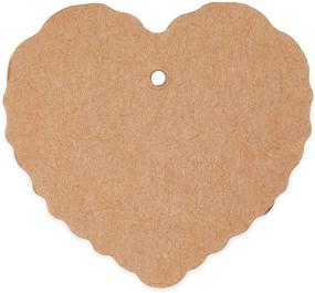 img 2 attached to 🏷️ Коричневые бирки-сердечки из крафт-бумаги с ниткой, оптовая упаковка 300 штук (2,3 x 2,2 дюйма)