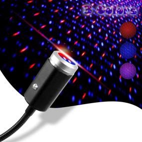 img 4 attached to 🌟 Enhance Your Bedroom and Car Interior with Aevdor USB Star Night Light - 3 Colors, 7 Lighting Modes and Adjustable Design - Perfect for Parties, Romantic Ambiance, and Ceiling Decoration - Plug and Play (Blue & Red)