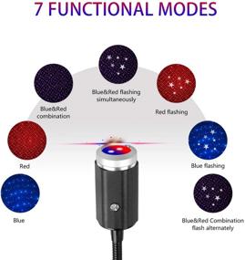 img 2 attached to 🌟 Enhance Your Bedroom and Car Interior with Aevdor USB Star Night Light - 3 Colors, 7 Lighting Modes and Adjustable Design - Perfect for Parties, Romantic Ambiance, and Ceiling Decoration - Plug and Play (Blue & Red)