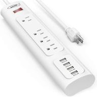 💡 bototek power strip surge protector: 4 usb charging ports, 4 ac outlets, 1250w, 6ft cord - white logo