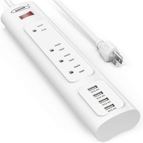 img 4 attached to 💡 Bototek Power Strip Surge Protector: 4 USB Charging Ports, 4 AC Outlets, 1250W, 6ft Cord - White