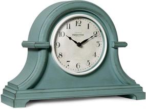 img 4 attached to PresenTime & Co Vintage Farmhouse Table Clock: Napoleon Mantel Clock in Aged Teal, 13 x 10 inch, Domed Lens, Quartz Movement