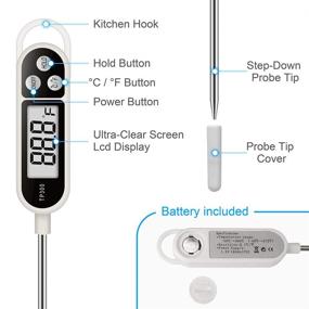 img 1 attached to 🌡️ AikTryee Digital Instant Read Meat Thermometer: Perfect for Kitchen, Cooking, Food, Candy, Oil, Deep Fry, BBQ, Grill, and Smoker