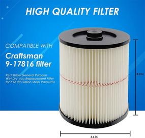 img 3 attached to 🔍 Craftsman Wet/Dry Shop Vac Replacement Filter - 2 Pack 9-17816 Air Cartridge Filter, Fits 5 Gallon & Larger Vacuum Cleaners