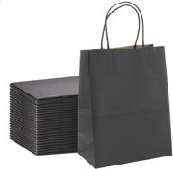 🛍️ high-quality black kraft paper gift bags 5.25x3.75x8 - pack of 100, perfect for shopping, gifting, merchandise, parties & business logo