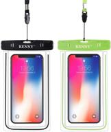 📱 green and black universal luminous waterproof case - kenny cell phone dry bag pouch with neck strap, suitable for smartphone up to 6 inches, ideal for swimming, diving, and surfing logo