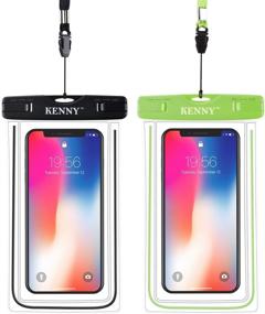 img 4 attached to 📱 Green and Black Universal Luminous Waterproof Case - Kenny Cell Phone Dry Bag Pouch with Neck Strap, Suitable for Smartphone up to 6 inches, Ideal for Swimming, Diving, and Surfing