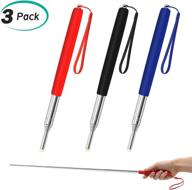 📏 alcoon 3 pack telescopic teachers pointer: extendable handheld presenter for classroom presentations, whiteboard use with lanyard - 39 inch (black, red, blue) logo