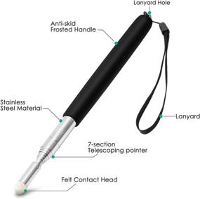 img 2 attached to 📏 Alcoon 3 Pack Telescopic Teachers Pointer: Extendable Handheld Presenter for Classroom Presentations, Whiteboard use with Lanyard - 39 Inch (Black, Red, Blue)