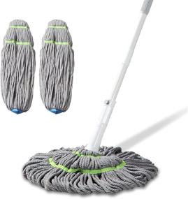 img 4 attached to BOOMJOY Twist Mop: Self-Wringing Microfiber Ratchet Tornado Wet Mop with 3 Reusable Heads for Floor Cleaning