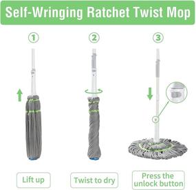 img 3 attached to BOOMJOY Twist Mop: Self-Wringing Microfiber Ratchet Tornado Wet Mop with 3 Reusable Heads for Floor Cleaning