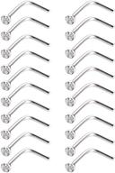 20-piece set of stainless steel crystals nose rings, curved l-bend nose studs, 20 gauge, clear logo
