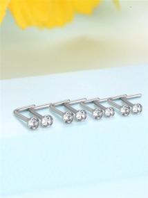 img 1 attached to 20-Piece Set of Stainless Steel Crystals Nose Rings, Curved L-Bend Nose Studs, 20 Gauge, Clear