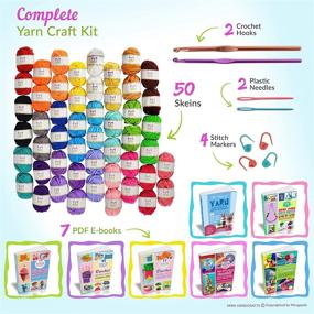 img 2 attached to 🧶 Complete Starter Crafts Kit: 50 Acrylic Yarn Skeins, Crochet Hooks, Needles, Markers, & E-Books by Mira Handcrafts