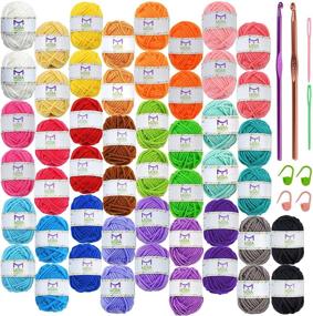 img 4 attached to 🧶 Complete Starter Crafts Kit: 50 Acrylic Yarn Skeins, Crochet Hooks, Needles, Markers, & E-Books by Mira Handcrafts