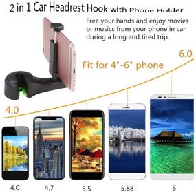 img 3 attached to 🚗 Versatile 2-in-1 Car Headrest Hook with Phone Holder - Ormeli Back Seat Hanger Hooks for Bags, Clothes, and Groceries (4 Pack)