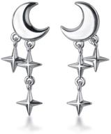 🌙✨ sluynz 925 sterling silver moon star earrings: stylish studs for teen girls with a subtle twist logo