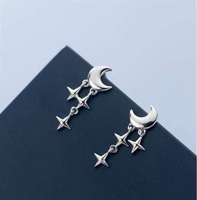 img 2 attached to 🌙✨ SLUYNZ 925 Sterling Silver Moon Star Earrings: Stylish Studs for Teen Girls with a Subtle Twist