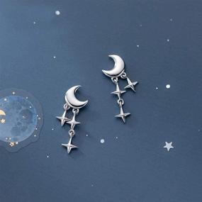 img 3 attached to 🌙✨ SLUYNZ 925 Sterling Silver Moon Star Earrings: Stylish Studs for Teen Girls with a Subtle Twist