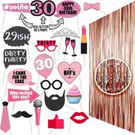 🎉 30th birthday photo props and party supplies in rose gold - glittery dirty thirty decorations and backdrop ideas логотип