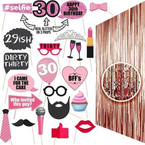 img 4 attached to 🎉 30th Birthday Photo Props and Party Supplies in Rose Gold - Glittery Dirty Thirty Decorations and Backdrop Ideas