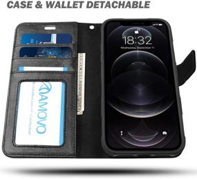img 3 attached to 📱 AMOVO iPhone 12 Pro Max Case Wallet Detachable [2 in 1][Genuine Leather][Wristlet][Magnetic Clasp] Protective Phone Case (Authentic Leather, Black)