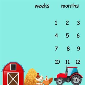 img 3 attached to 👶 40x40in Soft Fabric Baby Monthly Milestone Blanket with Farm Tractor Backdrop, Baby Shower Age Growth Tracker + 2 Bonus Markers (LHFS1020)