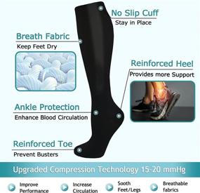 img 1 attached to 🧦 8 Pairs of Compression Socks for Women & Men - Premium Circulation Support (15-20mmHg) Ideal for Nurses, Medical Professionals, Runners, and Athletes