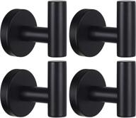 🛀 4 pack matte black bathroom towel hook wall hook holder coat robe hooks wall mounted sus 304 stainless steel heavy duty door hanger closet cabinet sponges hook for bath bedroom kitchen - tofiigrem logo