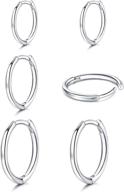 💎 stylish 925 sterling silver hoop earrings - hypoallergenic lightweight fashion hoops for women - 3 pairs, 6/8/10/12mm sizes - ideal for women, men, and girls logo