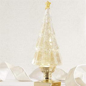 img 2 attached to 🎄 Sparkle Goldtone Christmas Tree Lighted Acrylic Decorative Tabletop Figurine - 13.75 inch Height