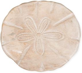 img 2 attached to 🐚 Exquisite Sand Dollar Design: Hand Carved Acacia Hardwood Decorative Short Stool for Chic Home Décor