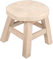 🐚 exquisite sand dollar design: hand carved acacia hardwood decorative short stool for chic home décor logo