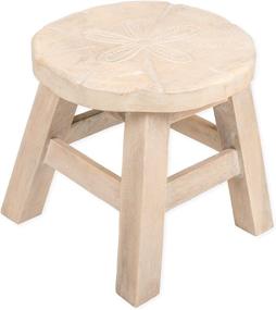 img 4 attached to 🐚 Exquisite Sand Dollar Design: Hand Carved Acacia Hardwood Decorative Short Stool for Chic Home Décor