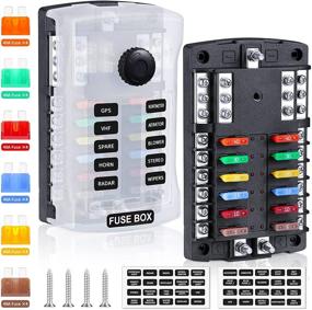 img 4 attached to 🔌 Премиум 12-позиционный блок предохранителей с двойными положительными питающими входами и светодиодным индикатором - для автомобилей, грузовиков, лодок или морских приложений 12V/24V