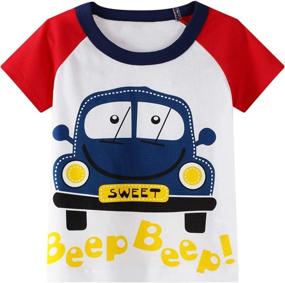 img 3 attached to 🚜 Cartoon Excavator Cotton Shorts Set: Boys' Clothing Sets in Vibrant Style