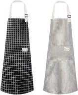 🍽️ polma aprons: 2 pack cotton linen adjustable bib aprons with 2 pockets - ideal for men and women in the kitchen logo