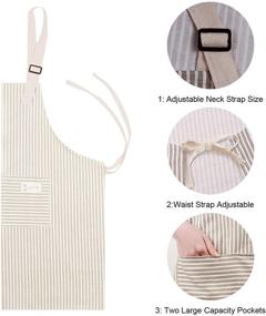 img 2 attached to 🍽️ Polma Aprons: 2 Pack Cotton Linen Adjustable Bib Aprons with 2 Pockets - Ideal for Men and Women in the Kitchen