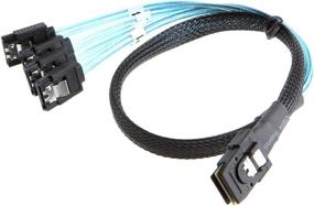 img 3 attached to CableCreation [5 Pack ] Mini SAS 36Pin (SFF-8087) Male To 4 SATA 7Pin Female Cable