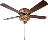 🌬️ river of goods tiffany style 52 inch width stained glass halston led ceiling fan, spice - enhance your décor with elegance and functionality логотип