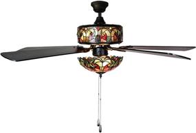 img 1 attached to 🌬️ River of Goods Tiffany Style 52 Inch Width Stained Glass Halston LED Ceiling Fan, Spice - Enhance Your Décor with Elegance and Functionality