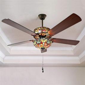 img 3 attached to 🌬️ River of Goods Tiffany Style 52 Inch Width Stained Glass Halston LED Ceiling Fan, Spice - Enhance Your Décor with Elegance and Functionality