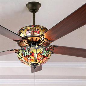 img 2 attached to 🌬️ River of Goods Tiffany Style 52 Inch Width Stained Glass Halston LED Ceiling Fan, Spice - Enhance Your Décor with Elegance and Functionality