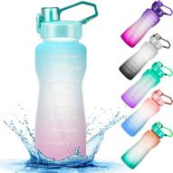 💦 large 64 oz water bottle with time marker & straw - spill proof tritan water jug for fitness, gym, and sports logo