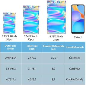 img 3 attached to 🌈 Holographic Rainbow Color Holographic Bags | 125pcs | Resealable Smell Proof Mylar Bags for Food Storage & Candy Packaging | Ziplock Bags (2.95x3.94, 3.54x6.3, 4.72x7.1 Inch)