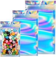 🌈 holographic rainbow color holographic bags | 125pcs | resealable smell proof mylar bags for food storage & candy packaging | ziplock bags (2.95x3.94, 3.54x6.3, 4.72x7.1 inch) logo